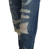 Dolce &amp; Gabbana – Blaue, zerfetzte Skinny-Jeans aus Baumwolldenim