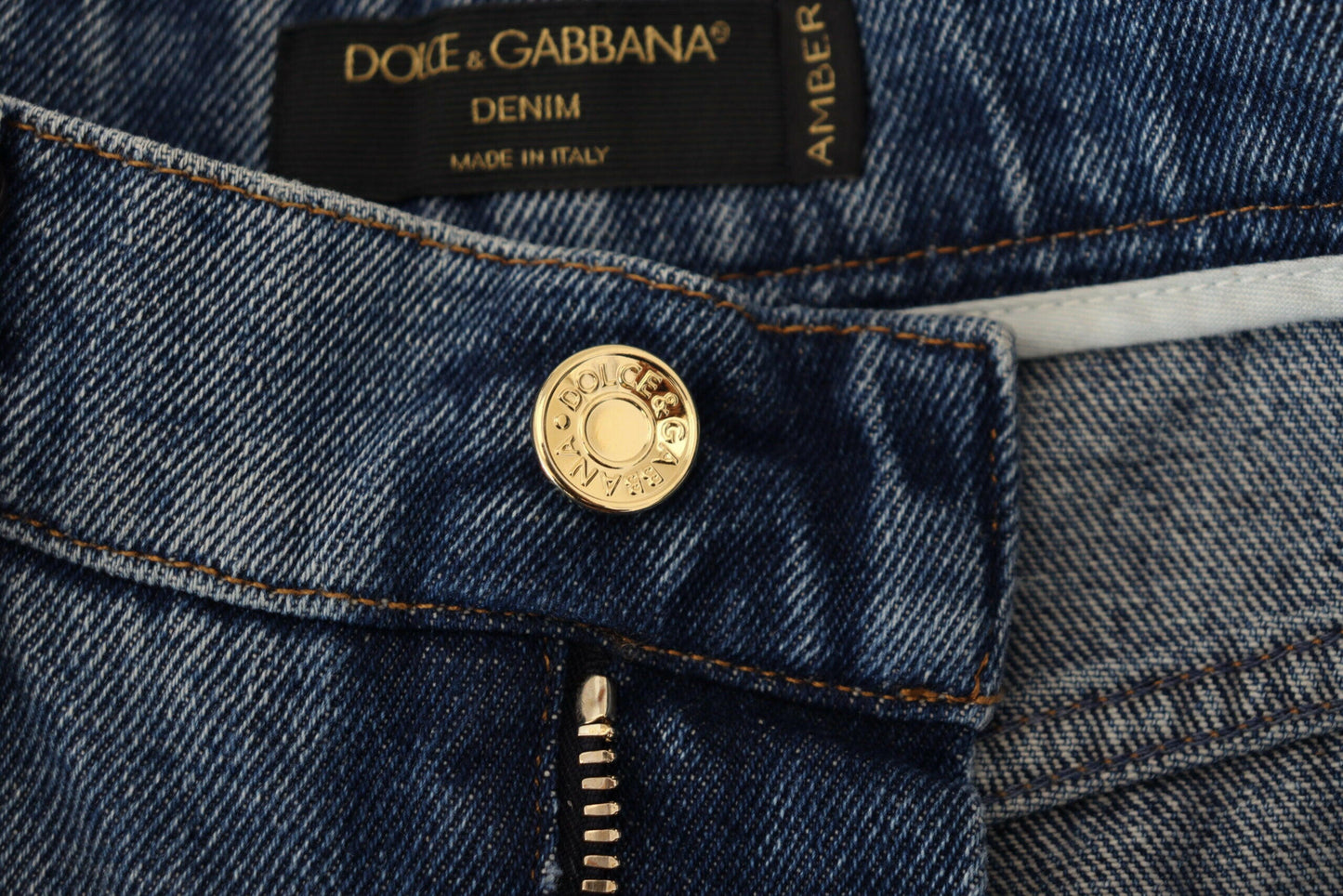 Dolce &amp; Gabbana – Blaue, zerfetzte Skinny-Jeans aus Baumwolldenim