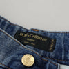 Dolce &amp; Gabbana – Blaue, zerfetzte Skinny-Jeans aus Baumwolldenim