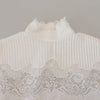 Dolce & Gabbana White Cotton Lace Trim Turtle Neck Blouse Top
