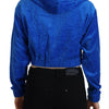 Juicy Couture Blue Cotton Full Zip Cropped Hooded Sweatshirt Sweater