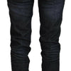 Acht Schwarze, schmal geschnittene Damen-Jeans aus Baumwolle mit niedriger Taille