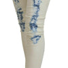 Acht White Blue Cotton Skinny Women Tattered Denim Jeans