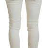 Acht White Blue Cotton Skinny Women Tattered Denim Jeans