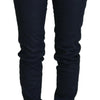 Acht Blaue Skinny-Jeans aus Baumwolle mit niedriger Taille für Damen