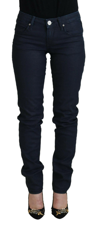 Acht Blaue Skinny-Jeans aus Baumwolle mit niedriger Taille für Damen