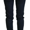 Acht Blaue Skinny-Jeans aus Baumwolle mit niedriger Taille für Damen