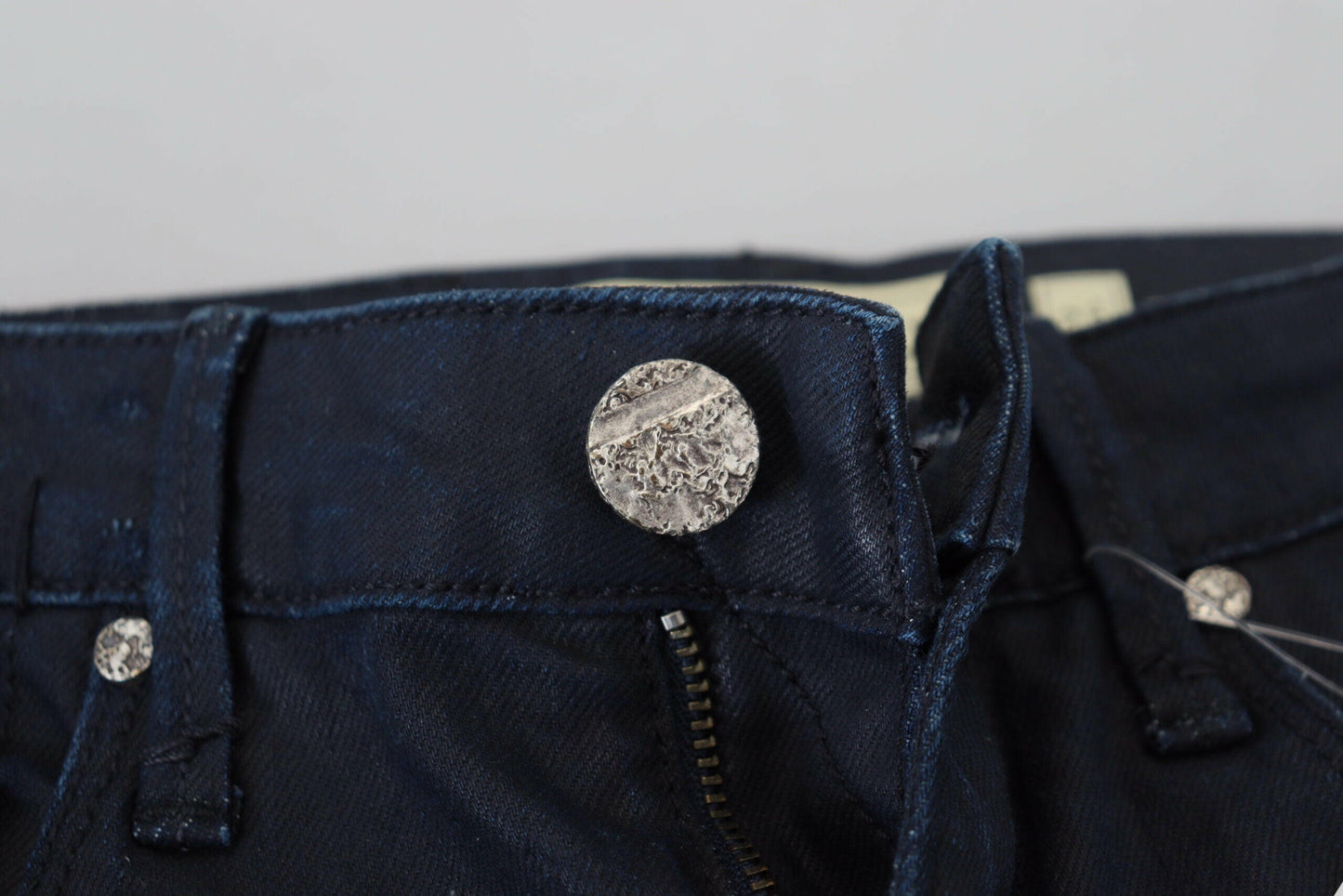 Acht Blaue Skinny-Jeans aus Baumwolle mit niedriger Taille für Damen