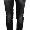 Acht Black Washed Mid Waist Tapered Women Casual Denim Jeans