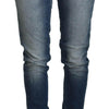 Acht Blue Washed Cotton Low Waist Women Casual Jeans