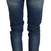 Acht Blue Washed Cotton Low Waist Women Casual Jeans