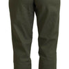 LAUREL Green Cotton High Waist Women Tapered Pants
