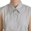 Ferre Light Gray Stripes Cotton Sleeveless Collared Top