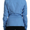 Ferre Blue Cotton Long Sleeves Collared Button Down Top