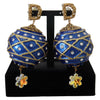 Dolce & Gabbana Gold Brass Blue Dangle Ball Crystal Clip On Earrings