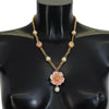 Dolce & Gabbana Gold Tone Floral Crystals Pink Embellished Necklace