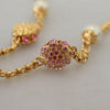 Dolce & Gabbana Gold Tone Floral Crystals Pink Embellished Necklace