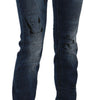 John Galliano Blue Newspaper Print Low Waist Skinny Denim Pants