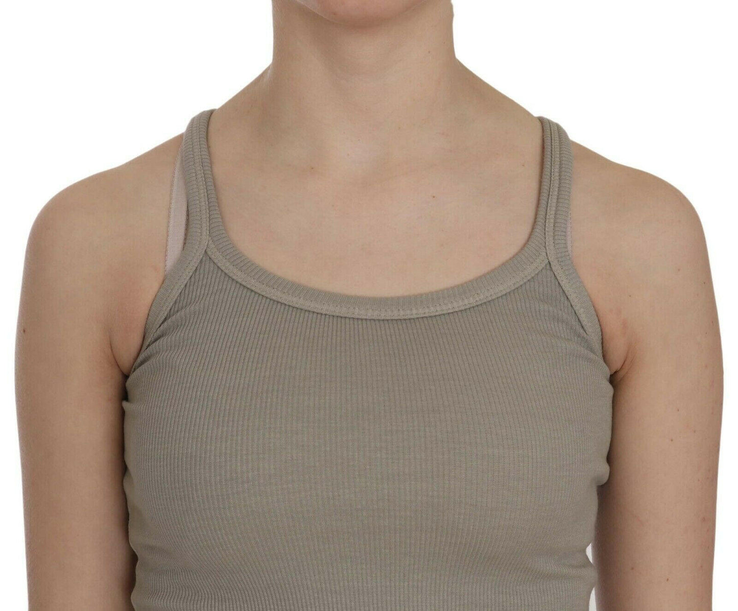 PINK MEMORIES – Ärmellose Tank-Bluse mit Spaghettiträgern in Beige