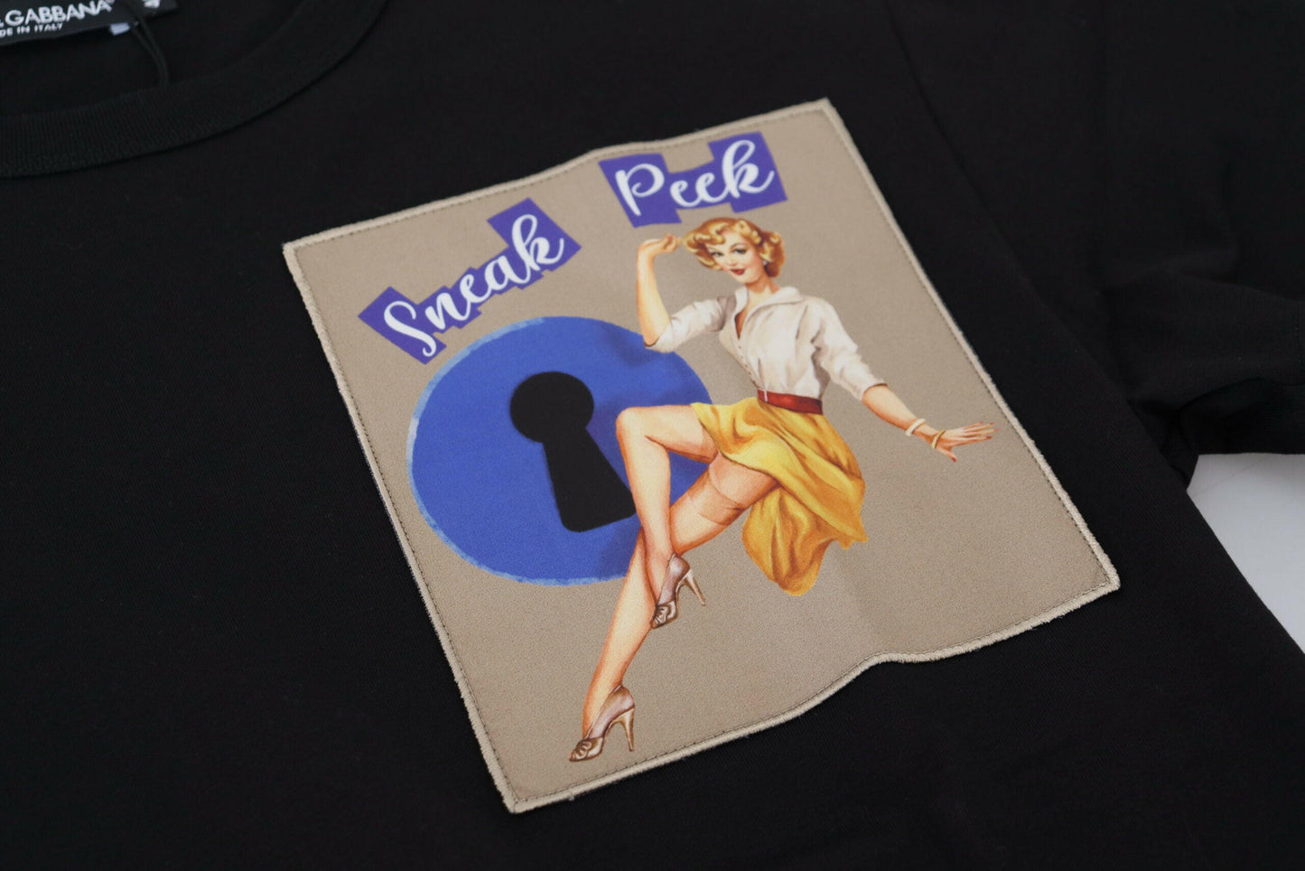 Dolce &amp; Gabbana – Schwarzes Sneek-T-Shirt aus Baumwolle mit kurzen Ärmeln