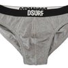 Dsquared² Gray DSURF Logo Cotton Stretch Men Brief Underwear