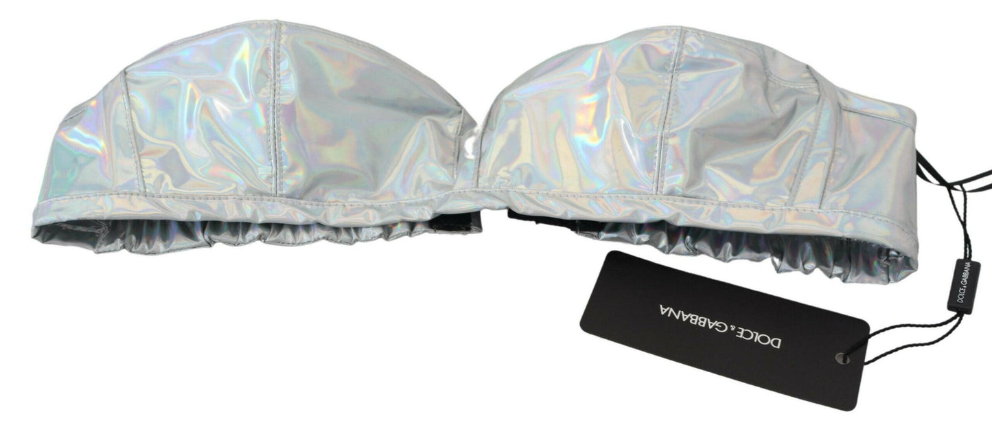 Dolce &amp; Gabbana – Bustier-BH-Oberteil mit holografischem Effekt in Silber