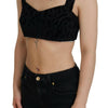 Dolce &amp; Gabbana – Schwarzes, kurzes Bustier-Korsett-BH-Oberteil mit Leopardenmuster