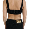 Dolce &amp; Gabbana – Schwarzes, kurzes Bustier-Korsett-BH-Oberteil mit Leopardenmuster