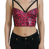 Dolce & Gabbana Pink Leopard Print Cropped Bustier Corset Top