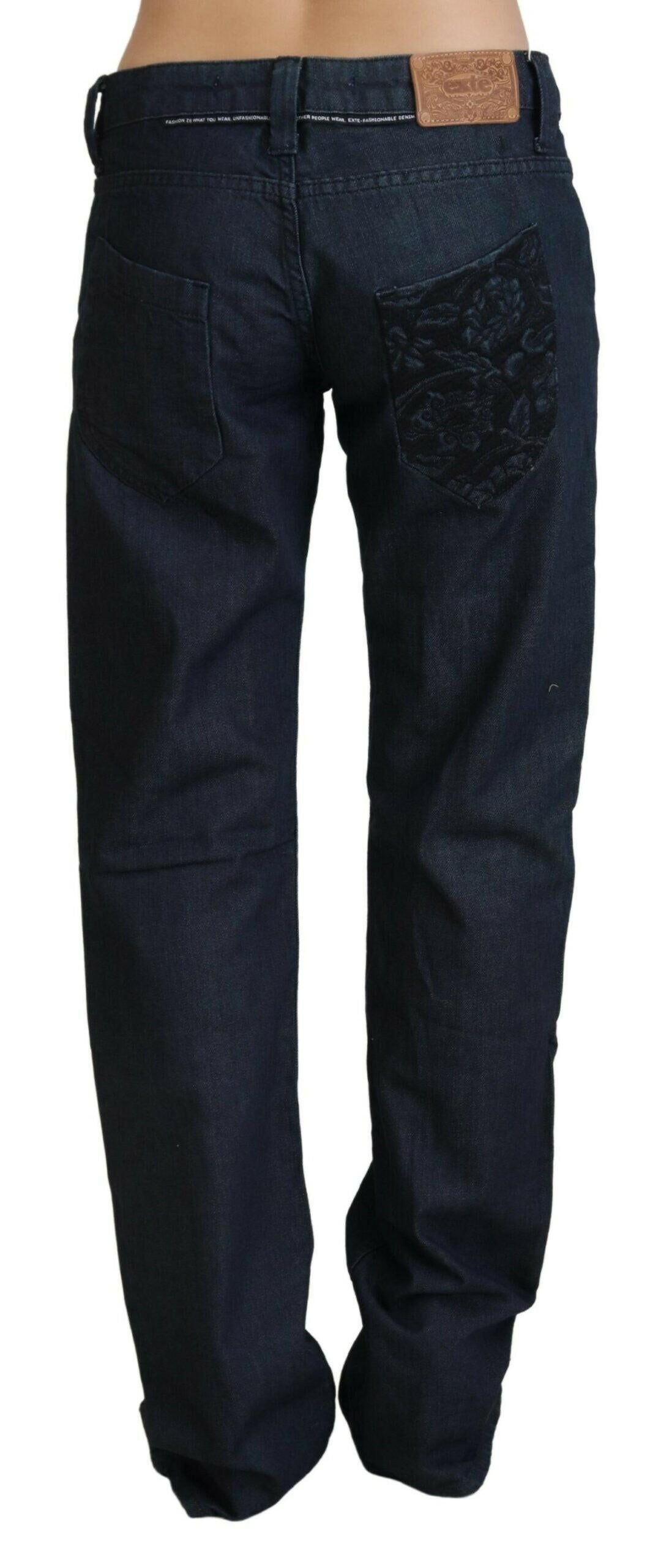 Exte Dark Blue Low Waist Straight Fit Women Denim Jeans