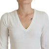 Patrizia Pepe Ivory V-Neck Long Sleeves Women Blouse Top