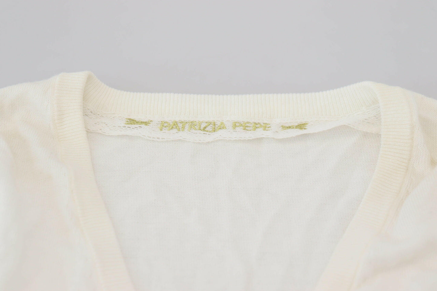 Patrizia Pepe Ivory V-Neck Long Sleeves Women Blouse Top