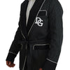 Dolce &amp; Gabbana Schwarze Robe Gestreifte DG Patch Jacke Herren Blazer