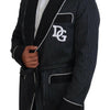 Dolce &amp; Gabbana Schwarze Robe Gestreifte DG Patch Jacke Herren Blazer