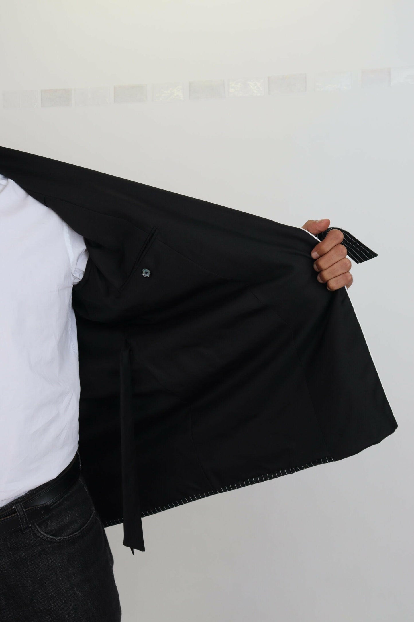 Dolce &amp; Gabbana Schwarze Robe Gestreifte DG Patch Jacke Herren Blazer