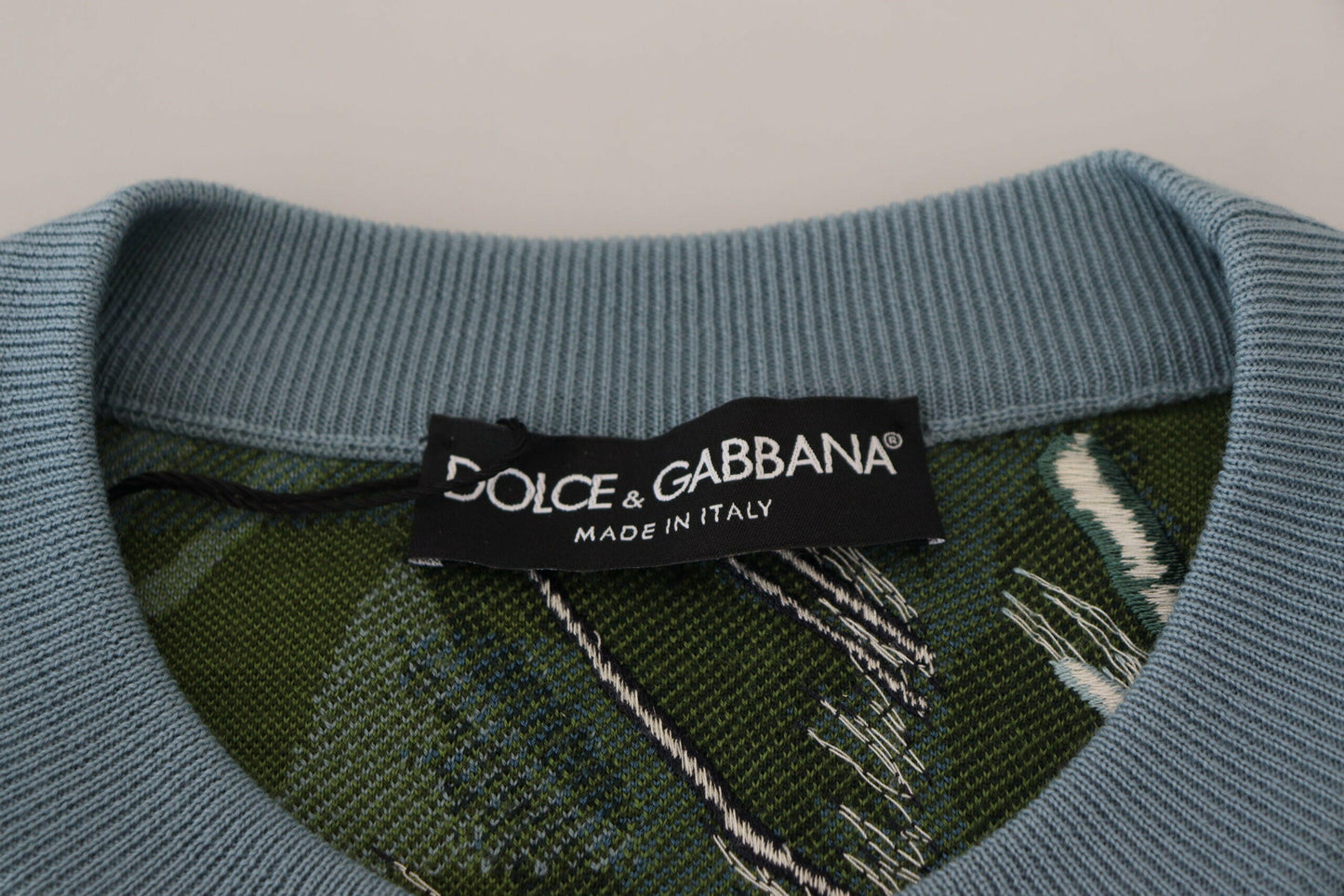 Dolce &amp; Gabbana Mehrfarbiger Pullover aus Dschungelwolle mit Logo