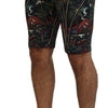 Dolce & Gabbana Black Cotton Volcano Print Casual Shorts