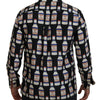 Dolce & Gabbana Black Silk Printed Collared Men Casual Shirt