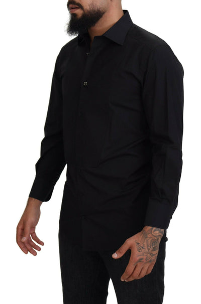 Dolce & Gabbana Black GOLD Cotton Collared Long Sleeve Shirt