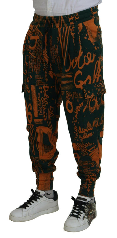 Dolce &amp; Gabbana Cargo-Jogginghose aus Seide mit mehrfarbigem Logo-Print