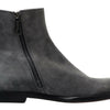 Dolce &amp; Gabbana Grau Leder Herren Stiefeletten Schuhe