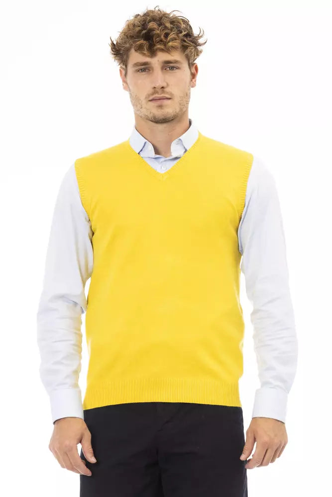 Gilet homme en viscose jaune Alpha Studio
