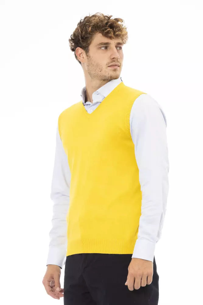 Gilet homme en viscose jaune Alpha Studio