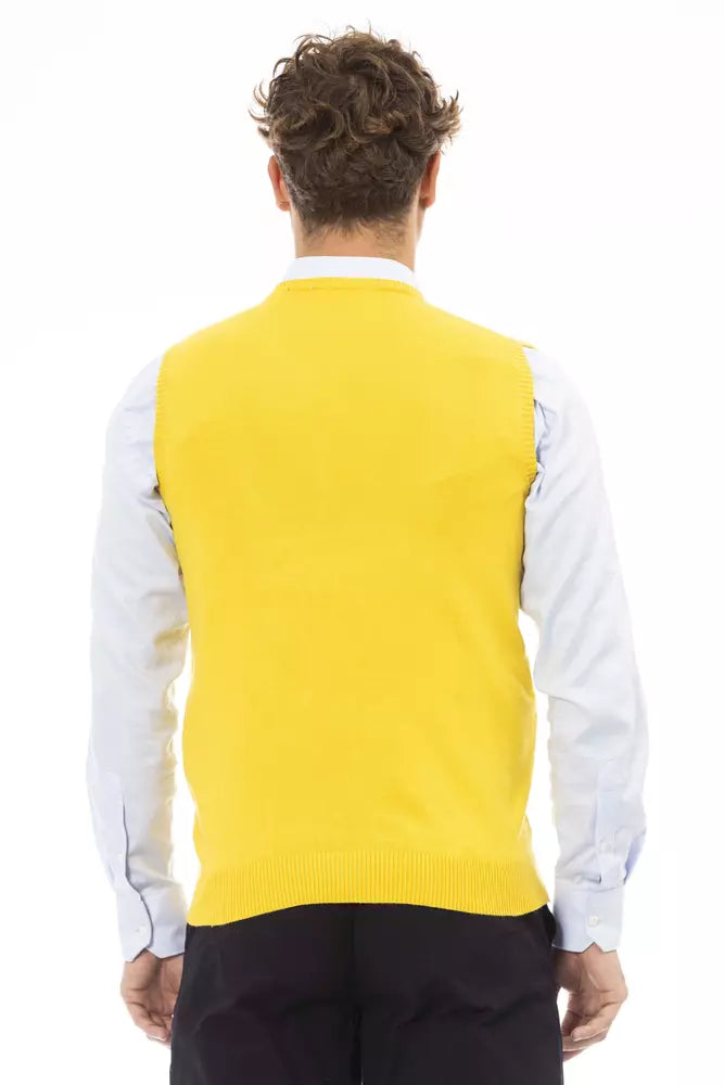 Gilet homme en viscose jaune Alpha Studio