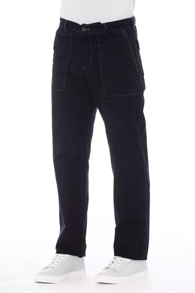 Pantalon homme en coton bleu Alpha Studio