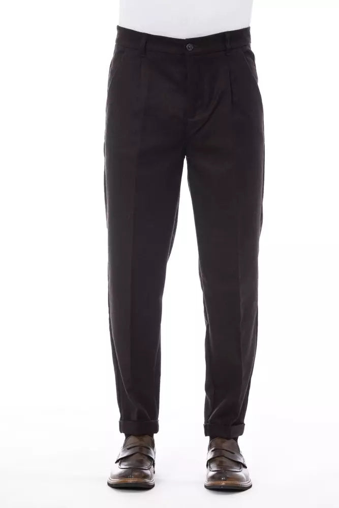 Pantalon homme en laine marron Alpha Studio