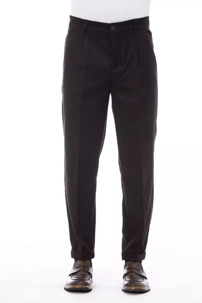Pantalon homme en laine marron Alpha Studio