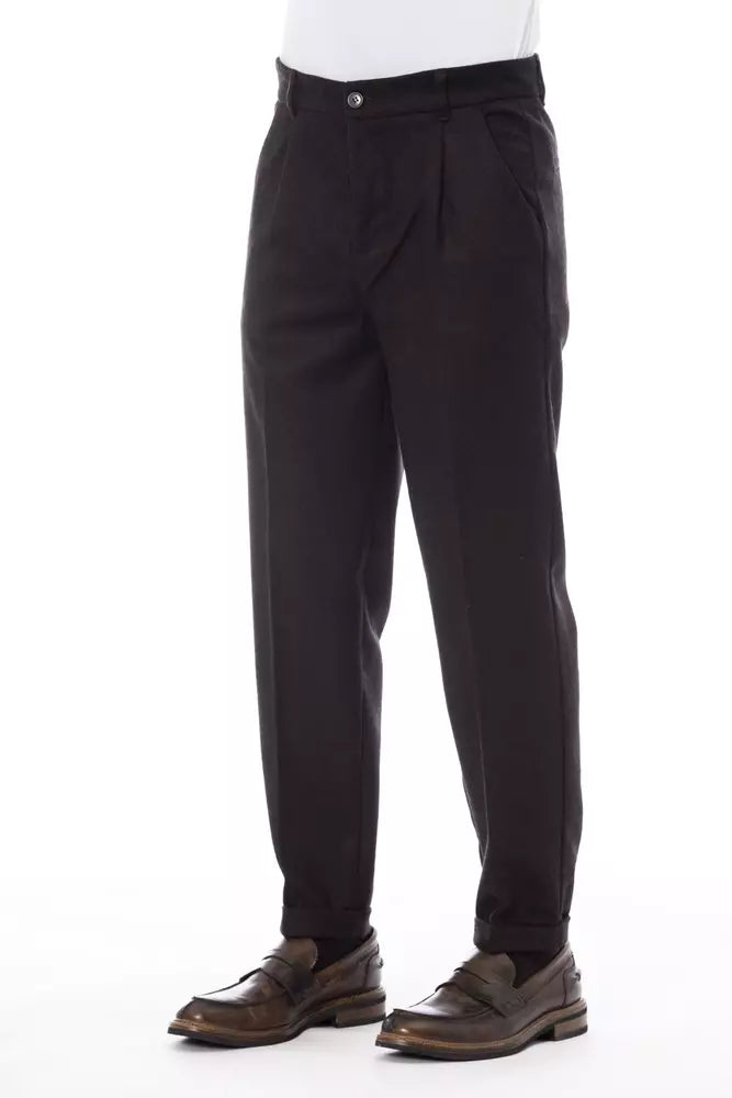Pantalon homme en laine marron Alpha Studio