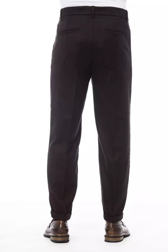 Pantalon homme en laine marron Alpha Studio