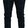 Dolce & Gabbana Blue Purple Plaid Wool Trousers Pants